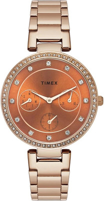 TIMEX TWEL18701 Orange Round Dial Quartz Analog Watch  - For Women