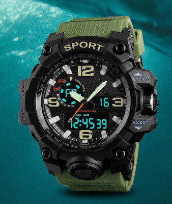 Harbor A sleek boys’ watch featuring a comfortable green PU strap Analog-Digital Watch  - For Boys
