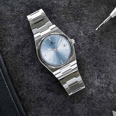 EMPERO EAB217 Date Display Sky Blue Dial Silver Stainless Steel Belt Analog Watch  - For Men