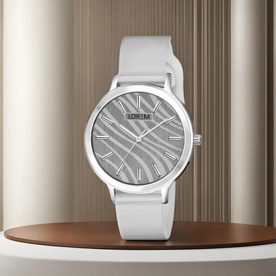 LOREM LR348 Luxurious Grey Designer Dial-Grey Silicone Strap Analog Watch  - For Women