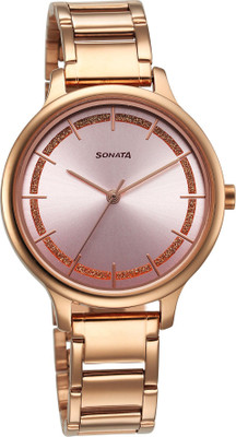 SONATA Sonata Blush Pink Dial Rose Gold Stainless Steel Strap Analog Watch  - For Women