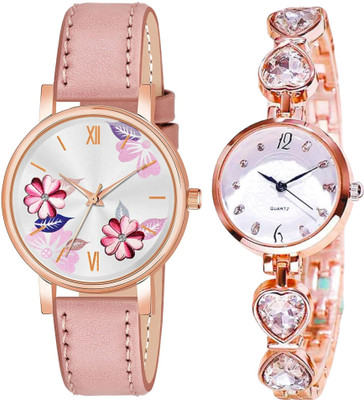 MAHAKAPI Fast Selling Metal & Leather Strap Round Dial Fast Selling Metal & Leather Strap Round Dial Analog Watch  - For Women