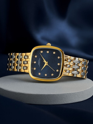 French Connection Blue Sunray Textured Dial | Gold Analog Watch For Women's Analog Watch  - For Women
