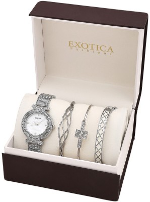 EXOTICA EFSPL-9008-PNP-White+JW-Silver Women’s Watch Analog Watch  - For Women