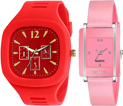 frozil Analog Square Red Pink Color Dial Premium Analog Watch  - For Men & Women