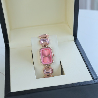 Alkhwatches Chic gemstone-inspired wristwatch with sophisticated Pink and gold design Analog Watch  - For Women