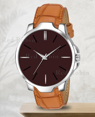Red Robin LR05-BRW-3K-SIL-TAN-CRL Fancy Design Stylish Brown Leather Strap Wrist Watch for Men and Boys Analog Watch  - For Men