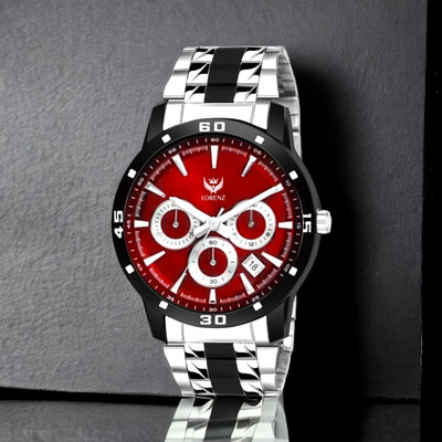LORENZ 3068K_NEW Lorenz Two Tone Chain & Red dial Analog Watch  - For Men