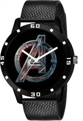 TONSY Men's Black Silicon Sweat Proof Strap Watch For Gents Avengers Sports Analog Stylish Sweat Proof Strap Band Watch Analog Watch  - For Boys