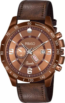 PIRASO RSSL C19 BROWN (STRAP) New Look Black Dial& Black Strap Day&Date Working Display Watch for Men & Boy Analog Watch  - For Men