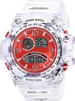 PuthaK Semi-Transparent Digital LED Display Resin Band Sports Watch Digital Watch  - For Men