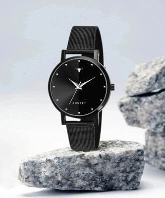 RUSTET LD-L144-BLACK-CH LD-L144-BLACK-CH Black Mesh Strap Girls Analog Watch  - For Girls