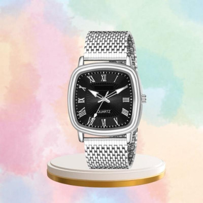 Giomex New Formal Chain Stainless Steel Square Quartz Analog Watch  - For Men