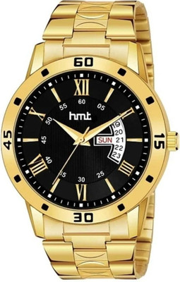 HMT DLX GP Black Roman Golden Black Roman Dial GP Analog With Day & Date Feature Analog Watch  - For Men
