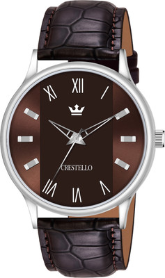 CRESTELLO CR-WT044-BRWN Brown Faux Leather Strap Analog Watch  - For Men