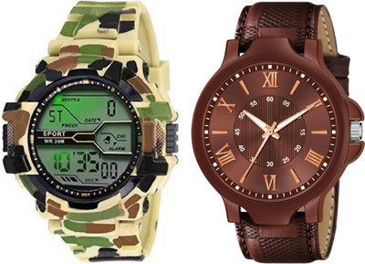 Brostin Antique Design SIDDIPET-BROWN_Combo_Yellow Military men's Watch Analog-Digital Watch  - For Men