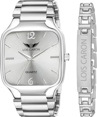 LOIS CARON wrist watch LCS-9179 New Stylish Combo Of Elegant Silver Square Watch with Bracelet Analog Watch  - For Men