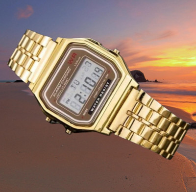 ShriGaneshiEnterprises Digital Golden Square Dial Unisex Wrist Watch for Men Women Pack of 1 Digital Watch  - For Men