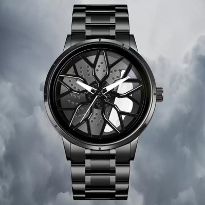 NIXEA 3D Rotating Spinning Watch Quartz Men Rim Car Wheel Watches Analog Watch  - For Men