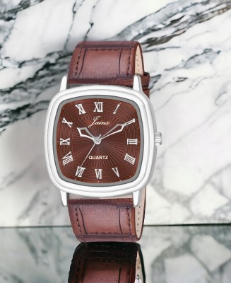 JAINX JM7161 Square Brown Leather Strap Vintage Analog Watch  - For Men