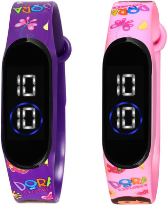 COSMIC Combo Printed Dora Resin Strap Digital Date Display Kids Led Band Digital Watch  - For Boys & Girls
