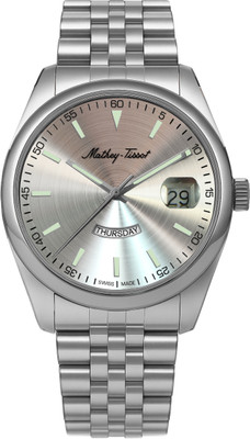 Mathey-Tissot Swiss Made Mathy Day-Date Quartz Silver Dial Analog Watch  - For Men