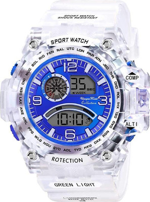 PuthaK Semi-Transparent Digital LED Display Resin Band Sports Watch Digital Watch  - For Men