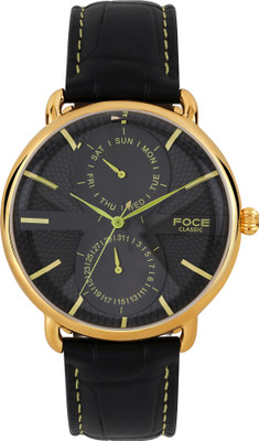 Foce FC11GGL-GREEN FOCE Multifunction Black Dial Leather Strap Analog Watch  - For Men