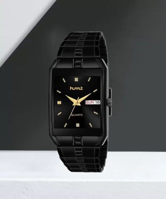 HMT DLX HMTS Day & Date Series Original Black Plating Quartz Metal Wrist Watch Analog Watch  - For Men