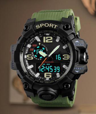 Harbor Boys’ most-loved green PU strap sports watch for everyday wear Analog-Digital Watch  - For Boys