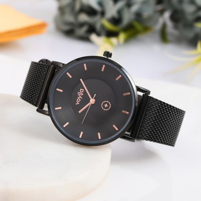 Voylla Black and Gold Dial Analogue Quartz Movement Analog Watch  - For Women