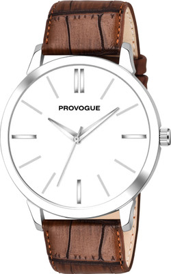 PROVOGUE PGLC-3505 Ultra Slim Series White Dial & Brown Leather Strap for Boys Analog Watch  - For Men