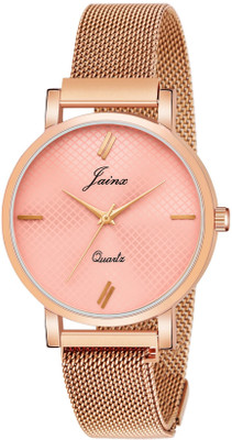 JAINX Rose Gold Mesh Magnet Chain Analog Watch  - For Women
