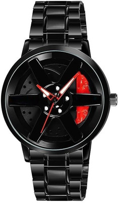 RS TRADER CO LUXURY FASHION PREMIUM CAR WHEEL DIAL STAINLESS STEEL BLACK CHAIN TRANDY WATCH LUXURY FASHION PREMIUM CAR WHEEL DIAL STAINLESS STEEL BLACK CHAIN TRANDY WATCH Analog Watch - For Men RS TRADER CO LUXURY FASHION PREMIUM CAR WHEEL DIAL STAINLESS STEEL BLACK CHAIN TRANDY WATCH LUXURY FASHION PREMIUM CAR WHEEL DIAL STAINLESS STEEL BLACK CHAIN TRANDY WATCH Analog Watch - For Men