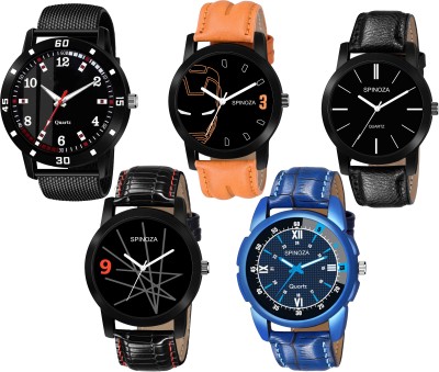 SPINOZA brown black and denim blue color strap and dial design watches combo for boys Analog Watch  - For Men