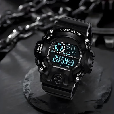 SHURAI Black_82.No_Sports Water Resistance Digital Watch  - For Men