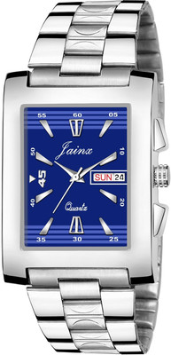 JAINX JM362 Shaped Day & Date Functioning Blue Dial Stainless Steel Chain Analog Watch  - For Men