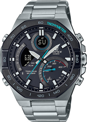 CASIO ECB-950DB-1ADF Edifice Black Dial Silver Stainless Steel Band Analog-Digital Watch  - For Men