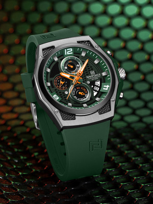 NAVIFORCE NF8051T Distinctive and Elegant Black & Green color silicon strap Analog Watch  - For Men