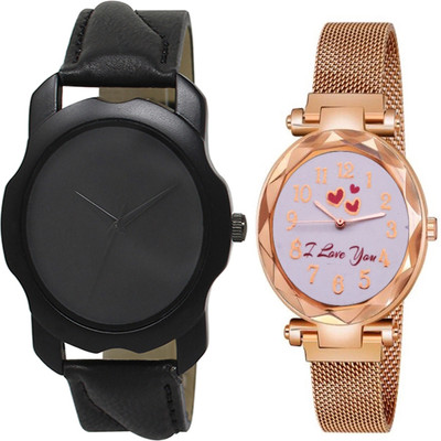 VARNI ENT Varni Enterpraise two classic-style analog metal or Leather straps and simple. Analog Watch  - For Couple