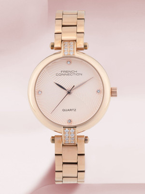 French Connection Aequitas Women's Rose Gold Watch | Rose Gold Textured Rhinestone Dial Analog Watch  - For Women