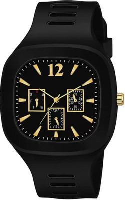 RareEagle Stylish Square Dial silicone Pu Strap Boys Adi Style Quartz Mans Spot Analog Watch  - For Men