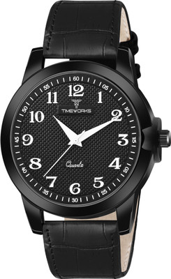TIMEWORKS 406NNL02 TIMEWORKS Analogue round shaped Black dial Leather Strap Analog Watch  - For Men