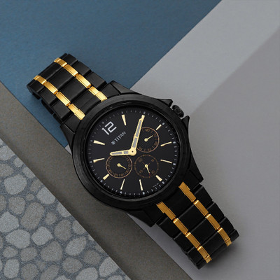 Titan 1698KM02 Neo Black & Gold Analog Watch  - For Men
