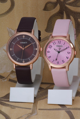 VIRAKTI Best Premium Quality Combo Watches Genuine Leather Strap Best Premium Quality Combo Watches Genuine Leather Strap Analog Watch  - For Girls