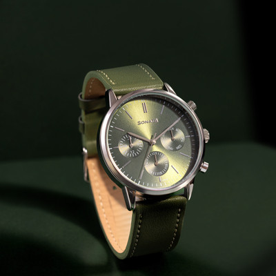 SONATA Sonata 2.0 Quartz Multifunction Black Dial Black Leather Strap Analog Watch  - For Men
