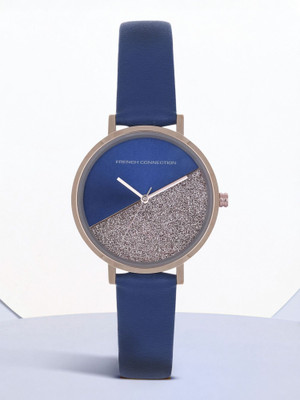French Connection Women's Analog Blue Watch | Blue Sunray Textured Dial Analog Watch  - For Women
