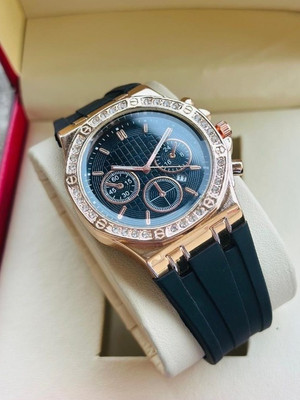 Lucifer DRM029 - FULLBLACK Rose gold Dial Diamond Date Display Watch - For Men Exclusive Date Functioning Genuine Quality Softest Silicon Strap Quartz Analog Watch  - For Men