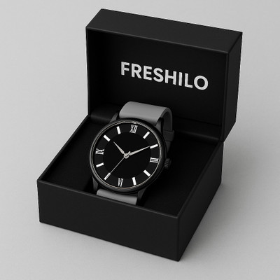 Freshilo Roman Number Black Dial With Silicone strap for man S01 Analog Watch  - For Men