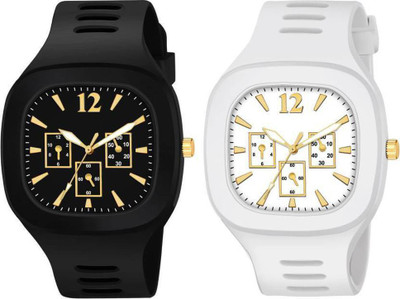 YUKAX Black And White Silicone Strap Watches For Boys & men Analog Watch  - For Men
